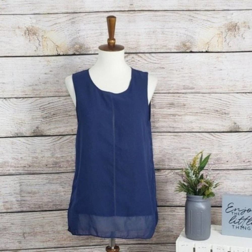 Banana Republic Navy Sheer Sleeveless Top XS